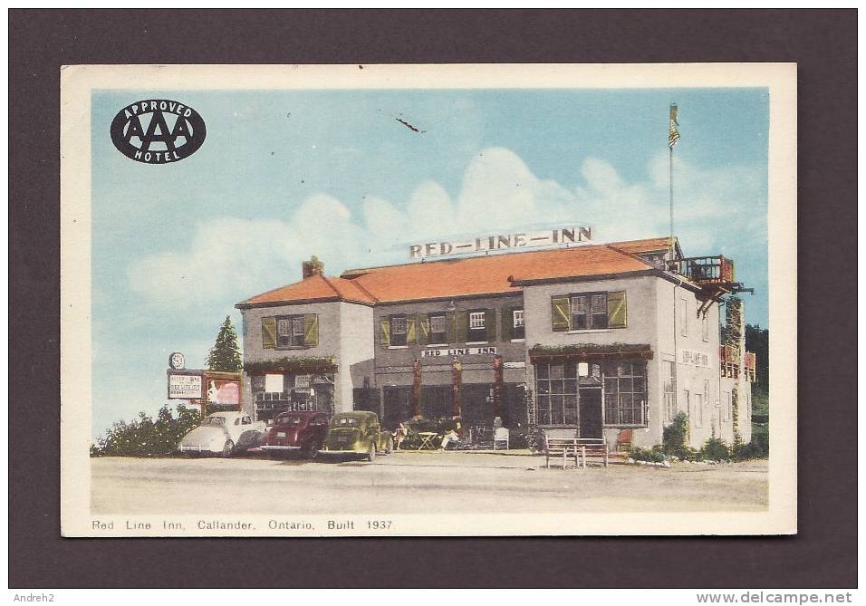 HÔTEL - RED LINE INN - CALLANDER ONTARIO - BUILT 1937 - OLD CARS - ANIMATED - NICE STAMP - Hotels & Restaurants