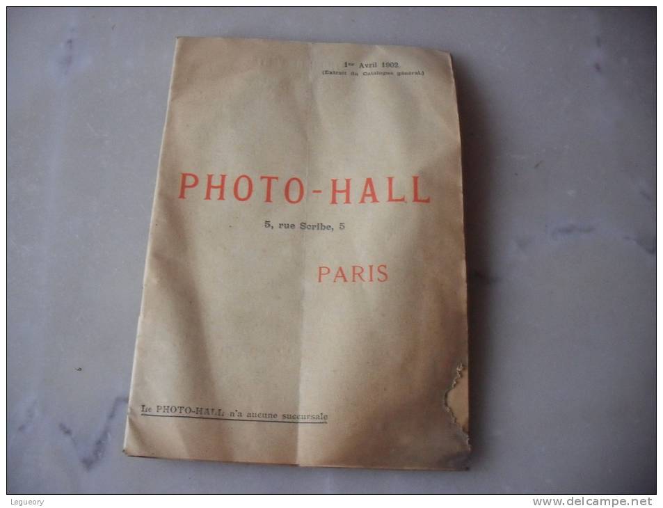 Catalogue Photo Hall  5 Rue Scribe Paris 1902 - Photographie