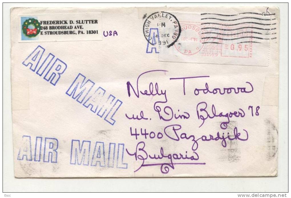 Mailed Cover (letter) 1991  From USA To Bulgaria - Andere & Zonder Classificatie