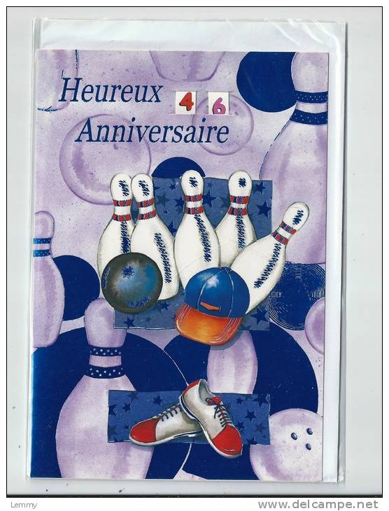 SPORT - BOWLING  - CARTE HEUREUX ANNIVERSAIRE  - AGE ADAPTABLE - 12 X 17 - Boliche