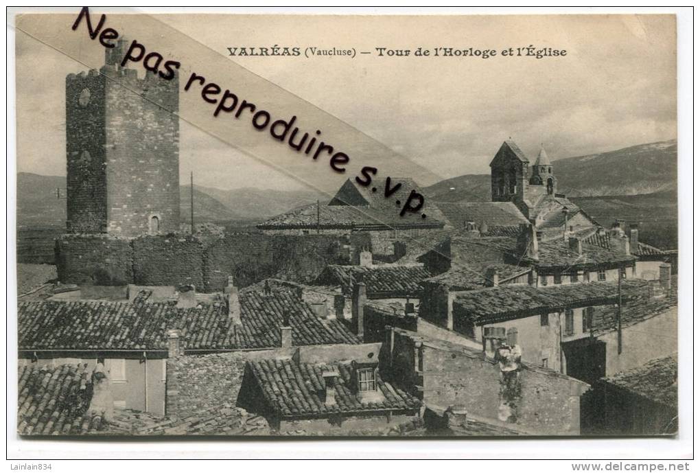 -  VALREAS - ( Vaucluse ) - La Tour De L'Horloge Et L'église, écrite, 1908, Cachet Convoyeur, Bon état, Scans. - Valreas