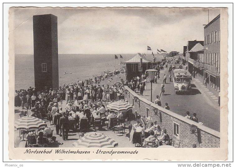 GERMANY - Wilhelmshaven Nordseebad, Promenade Old Bus Cars, No Stamps - Wilhelmshaven