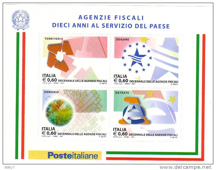 ITALIA 2011 BF INTEGRO - LE ISTITUZIONI AGENZIE FISCALI - Blocchi & Foglietti