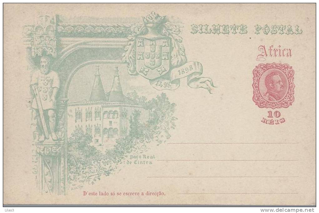 Entier Postal 10 Reis Rouge Africa  Superbe Illustrationchâteau Sculptures Paco Real De Cintra Neuf Superbe - Afrique Portugaise