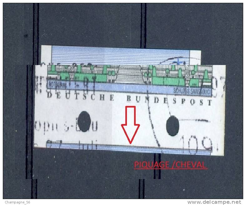 MISCUTS OU VARIÉTÉS    1996  N° 2 PIQUAGE A CHEVAL   DISTRIBUTEURS  21.7.97 BERLIN OBLITÉRÉ - Abarten Und Kuriositäten