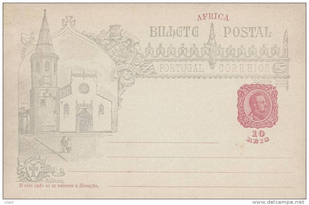 Entier Postal 10 Reis Rouge Africa  Superbe Illustration Eglise Sculptures Neuf Superbe - Afrique Portugaise