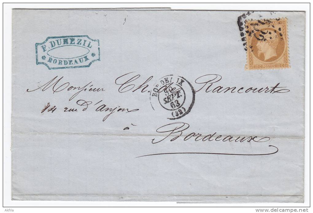 1165. France, 1863, Letter - 1862 Napoléon III