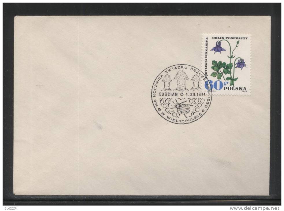 POLAND 1971 100 ANNIV APIARISTS BEE KEEPERS ASSOCIATION COMM CANCEL ON COVER HIVE HIVES HONEYCOMB BEES - Honeybees