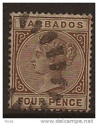 BARBADOS 1882 4d QV SG 98 U JM225 - Barbados (...-1966)