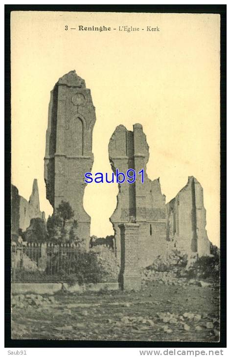 Lot De 2 CPA -Reninghe - Reninge -Guerre 1914-1918 - Ruines - Portail De L'Eglise  Et Intérieur - Kerk - Réf : 27740-42 - Lo-Reninge