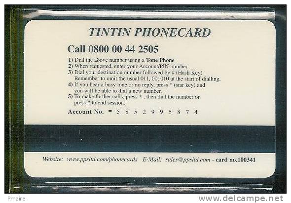 Telecarte Prépayée Phonecard TINTIN KUIFJE - BD