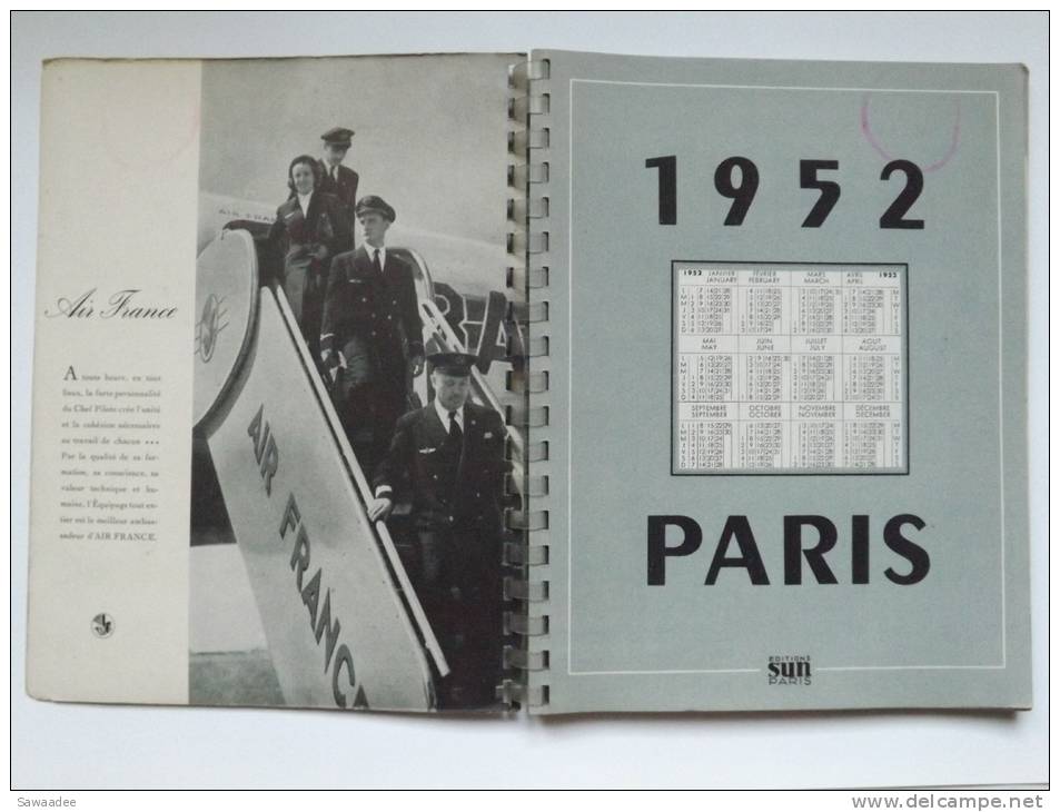 AGENDA - CALENDRIER - FRANCE - AIR FRANCE - 1952 - EDITIONS SUN PARIS - Autres & Non Classés
