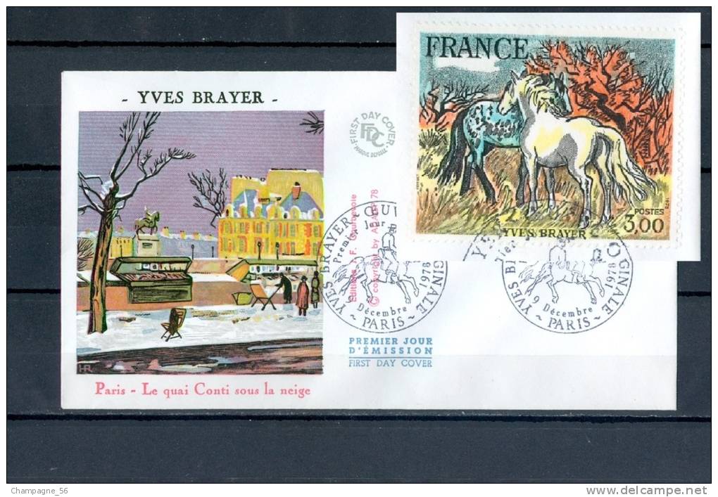 VARIÉTÉS FRANCE PREMIER JOUR 1978  YVES BRAYER OEUVRE ORIGINALE 9 DÉCEMBRE 1978  PARIS - Lettres & Documents