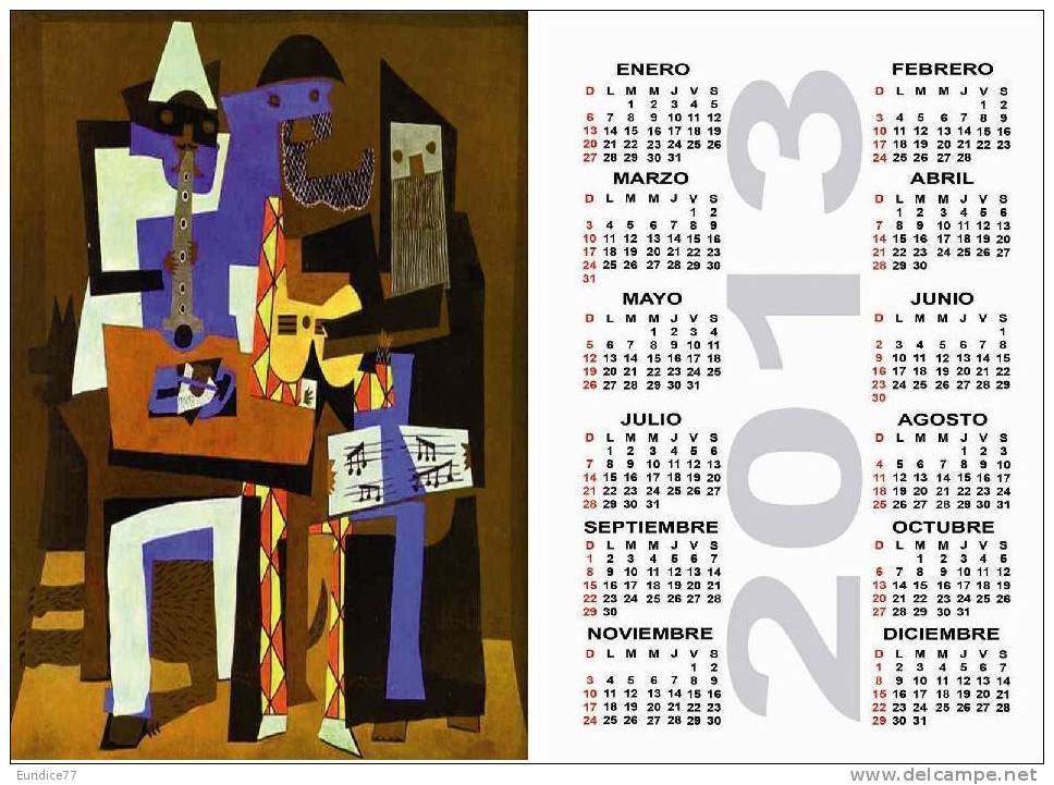 Calendar Pocket 2013 Picasso - 10 Differents Calendars 6,7x9,7 Cm. Aprox. - Tamaño Grande : 2001-...