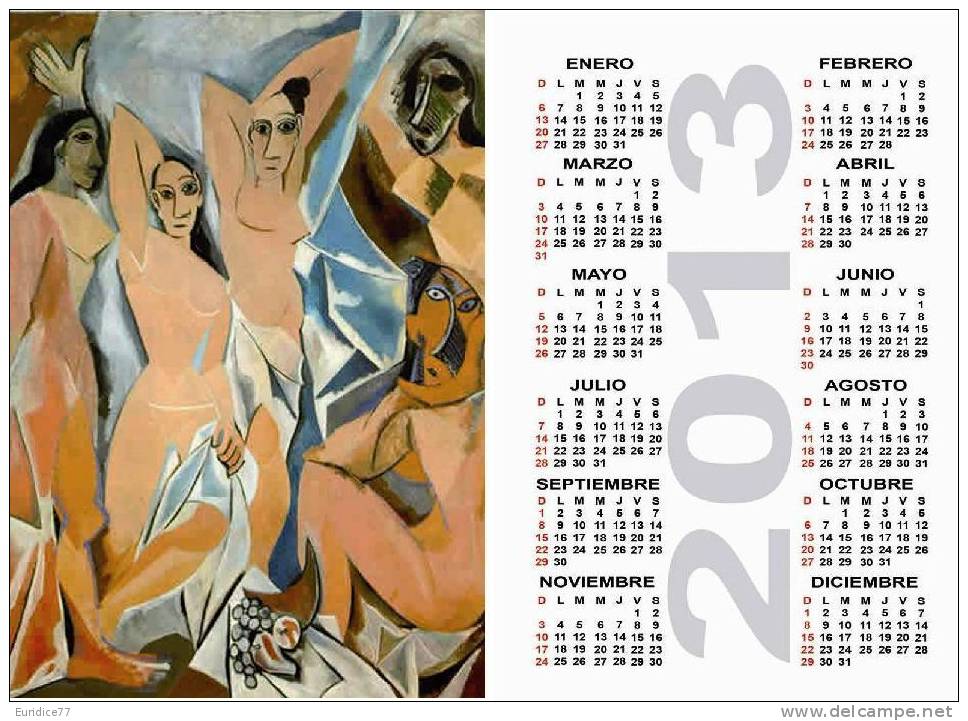Calendar Pocket 2013 Picasso - 10 Differents Calendars 6,7x9,7 Cm. Aprox. - Tamaño Grande : 2001-...