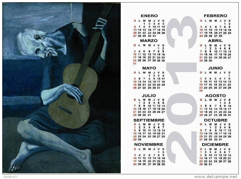 Calendar Pocket 2013 Picasso - 10 Differents Calendars 6,7x9,7 Cm. Aprox. - Tamaño Grande : 2001-...