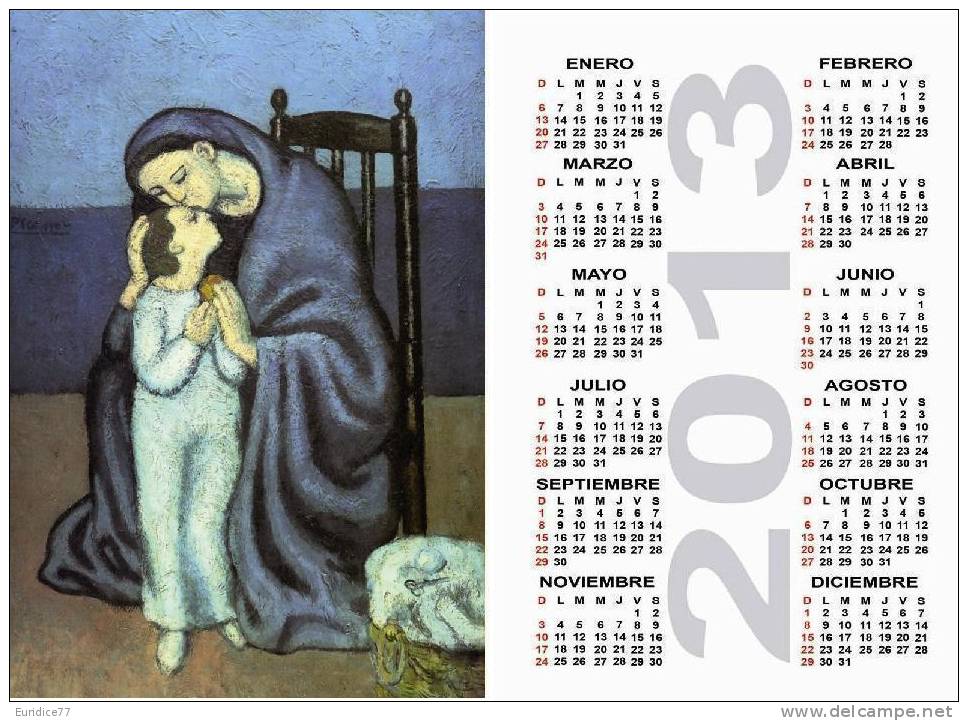 Calendar pocket 2013 Picasso - 10 differents calendars 6,7x9,7 cm. aprox.