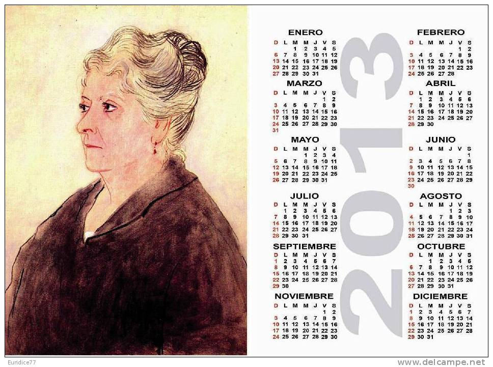 Calendar Pocket 2013 Picasso - 25 Differents Calendars 6,7x9,7 Cm. Aprox. - Tamaño Grande : 2001-...