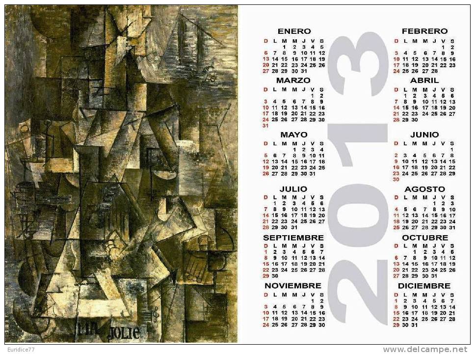 Calendar pocket 2013 Picasso - 25 differents calendars 6,7x9,7 cm. aprox.