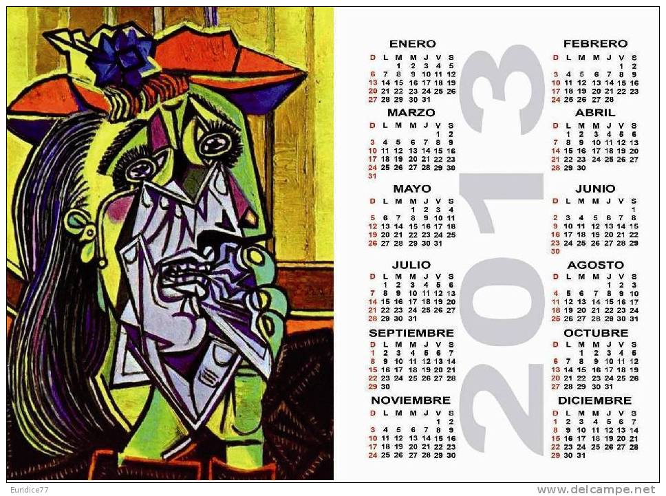 Calendar pocket 2013 Picasso - 25 differents calendars 6,7x9,7 cm. aprox.