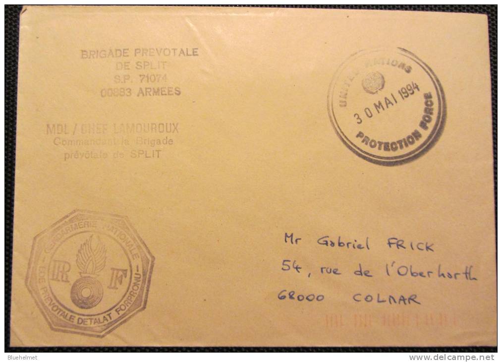FORPRONU - UNPROFOR - Gendarmerie Détachement D'hélicoptères De Split - Military Postmarks From 1900 (out Of Wars Periods)