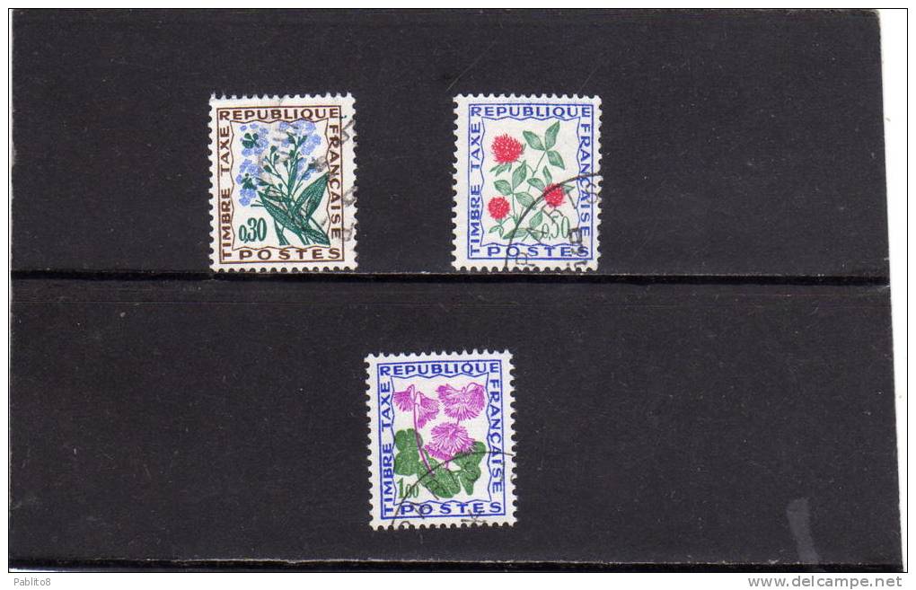 FRANCIA 1964 -1965  SEGNATASSE FIORI FLOWERS - FRANCE TAXE FLEURS DES CHAMPS OBLITERE' - 1960-.... Used