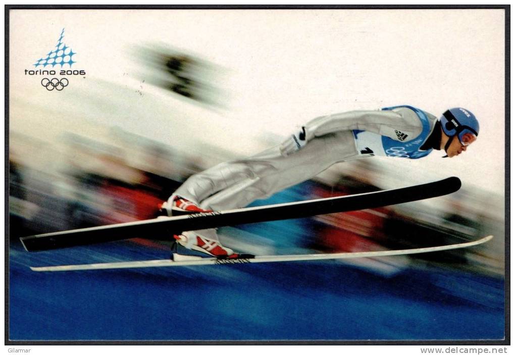 ITALY TURIN 2006 - XX OLYMPIC WINTER GAMES "TORINO 2006" -  FIRST DAY - STAMP: BOBSLEDDING - POSTCARD: SKI JUMPING - Winter 2006: Turin