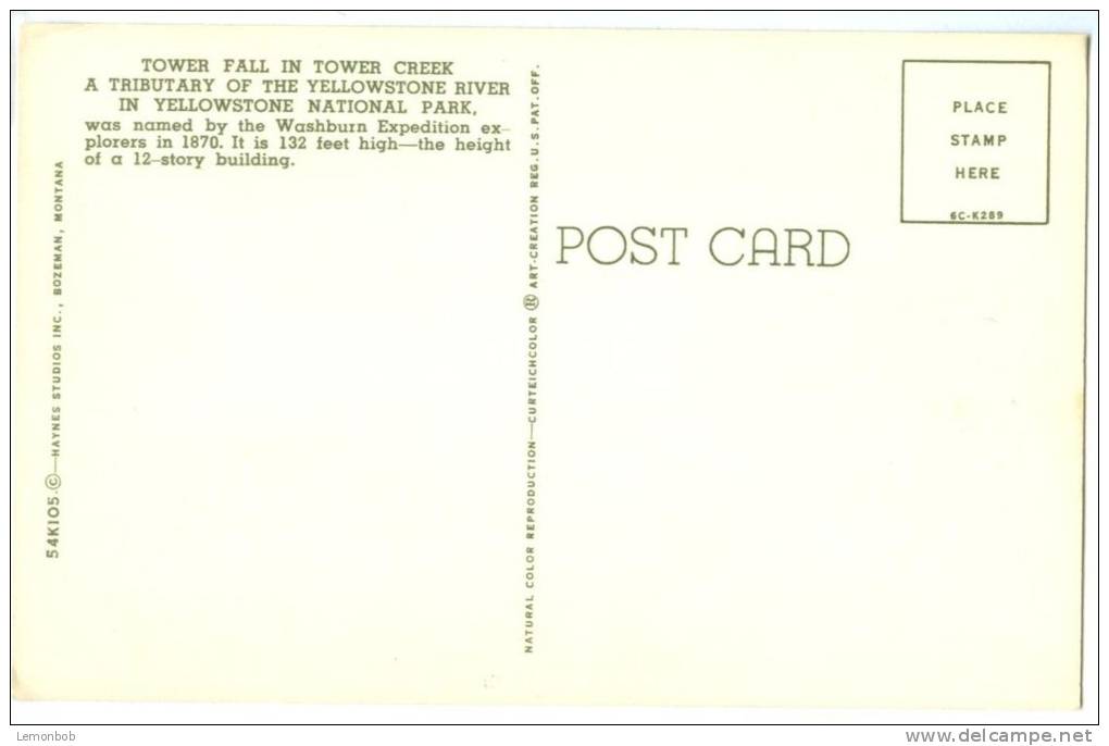 USA, Tower Fall In Tower Creek, Yellowstone National Park, Unused Postcard [12960] - Yellowstone