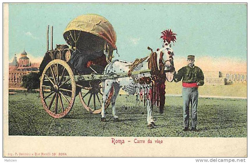 Italie -ref A610- Roma - Carro De Vino   -carte Bon Etat - - Transportes