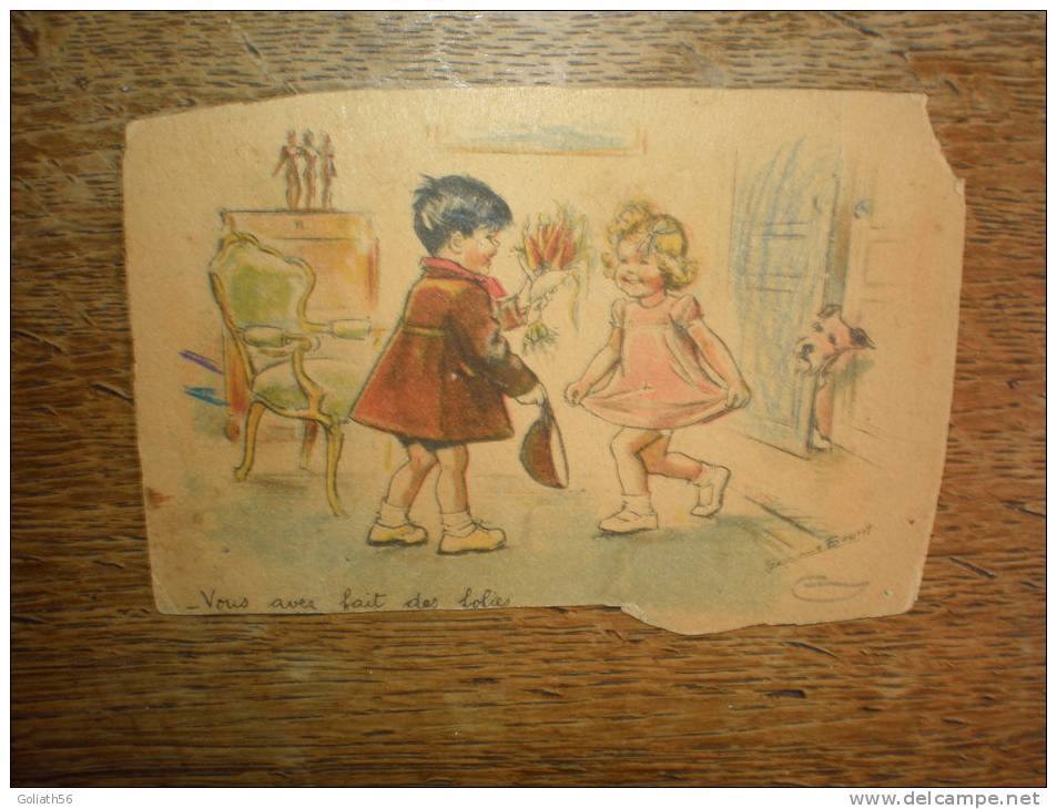 Carte Postale Ancienne Découpée Signé Germaine Bouret : Vous Avez Fait Des Folies - Bouret, Germaine