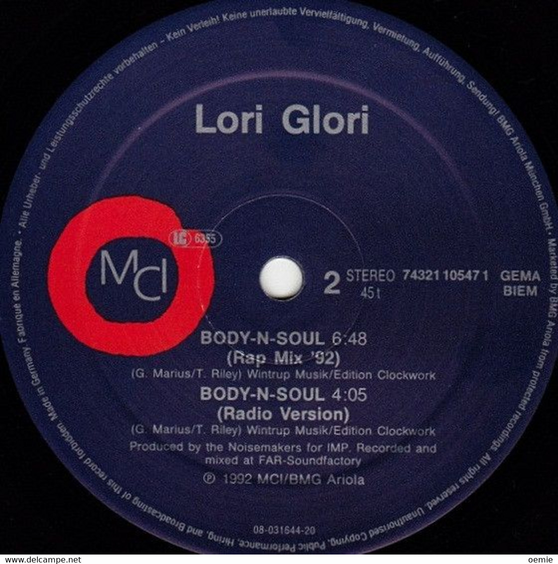 LORI GLORI °  MY BODY + SOUL - 45 T - Maxi-Single