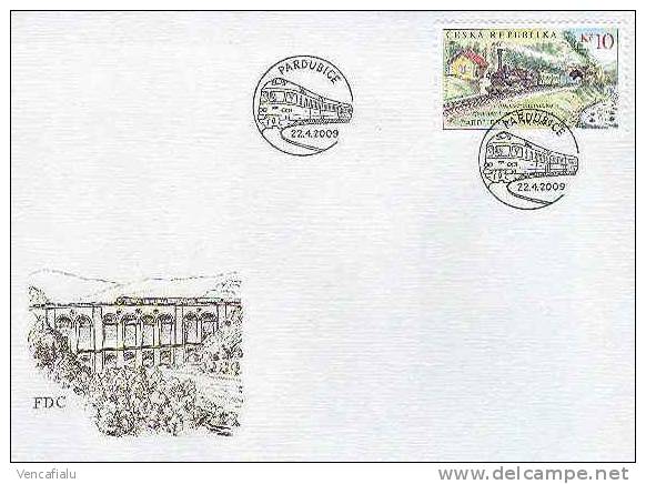 Czech Republic 2009  - Trains, Railway Line Pardubice-Liberec ,  FDC - FDC