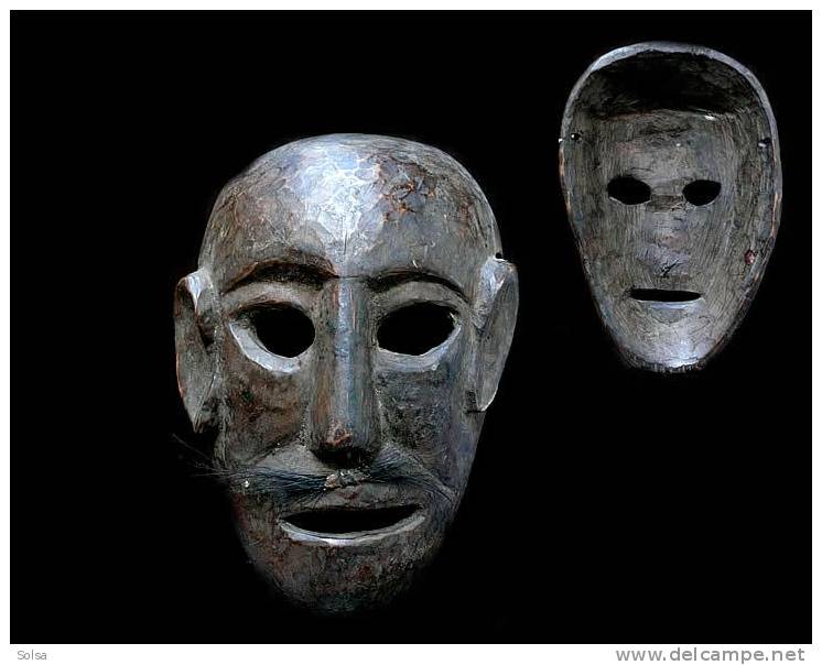 Ancien Masque Des Montagnes Moyennes /  Old Wooden Nepalese Mask - Art Asiatique