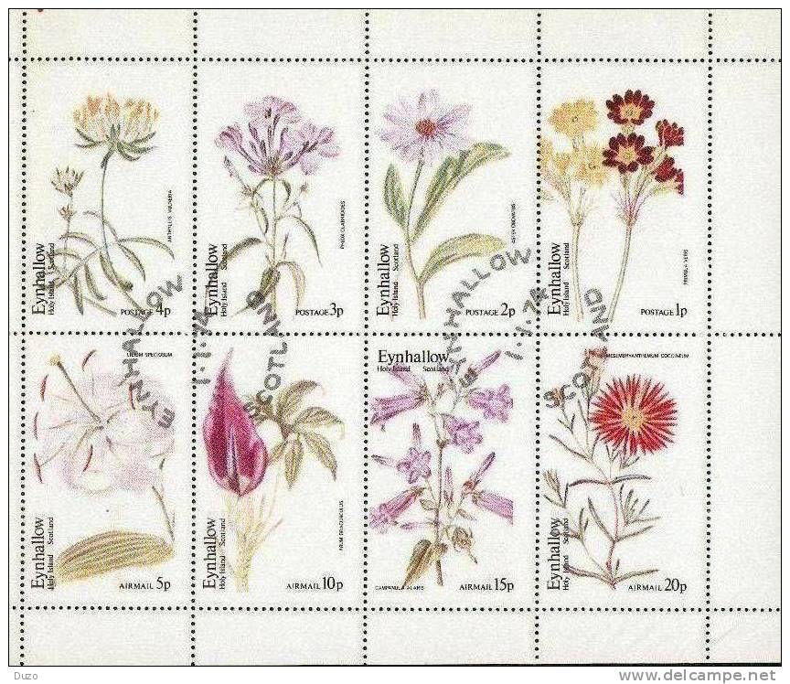 Eynhallow Scotland 1974 - Fleurs - Bloc Feuillet De 8 Timbres Oblitérés - Local Issues