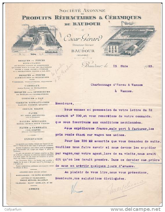 PRODUITS REFRACTAIRES & CERAMIQUES DE BAUDOUR 1923 (F209) - 1900 – 1949