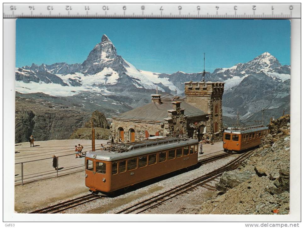 GGB ° Gornergratbahn - Station Gornergrat - Mit Matterhorn Und Dent Blanche/ Avec Cervin Et Dent Blanche - Gares - Avec Trains