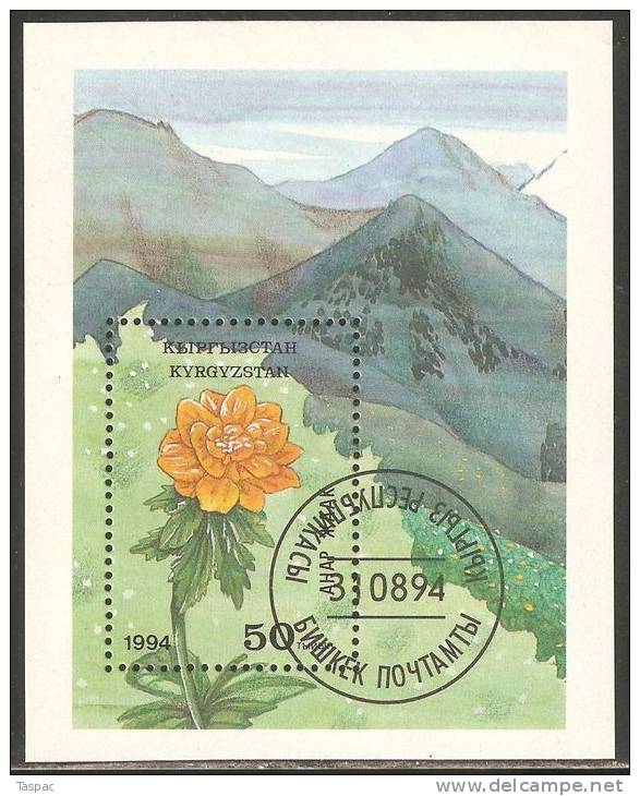 Kyrgyzstan 1994 Mi# Block 4 Used - Flowers - Kyrgyzstan