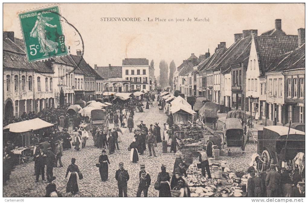 59 - Steenwoorde - La Place Un Jour De Marché - Steenvoorde