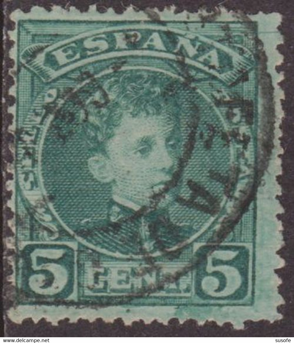 España 1901-5 Edifil 242 Sello º Rey Alfonso XIII 5c Tipo Cadete Numero De Control Al Dorso Michel 207 Yvert 213 Spain - Gebruikt