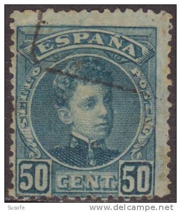 España 1901-5 Edifil 252 Sello º Rey Alfonso XIII 50c Tipo Cadete Numero De Control Al Dorso Michel 214 Yvert 222 Spain - Usados