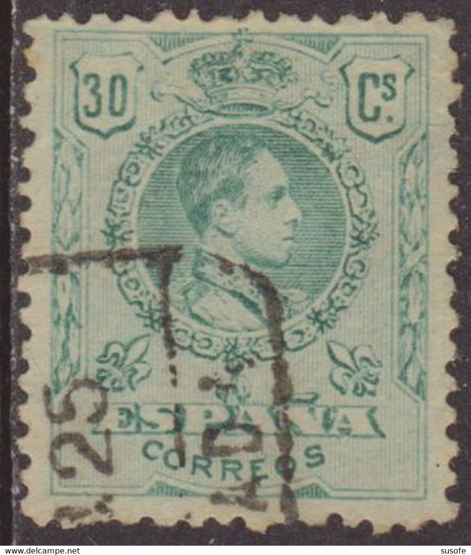 España 1909-22 Edifil 275 Sello º Rey Alfonso XIII 30c Tipo Medallon Numero De Control Al Dorso Michel 237Aa Yvert 249 - Usados