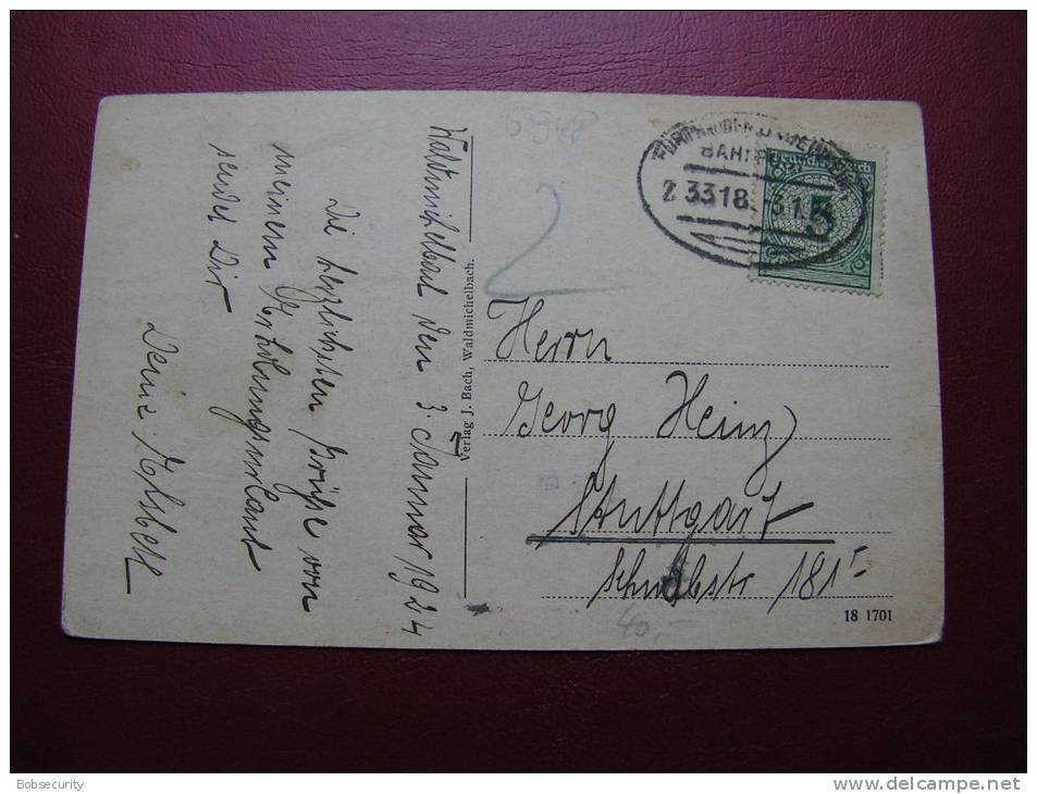 == Waldmichelbach ,  Odenwald Bug   Bahnpost 1918 - Odenwald