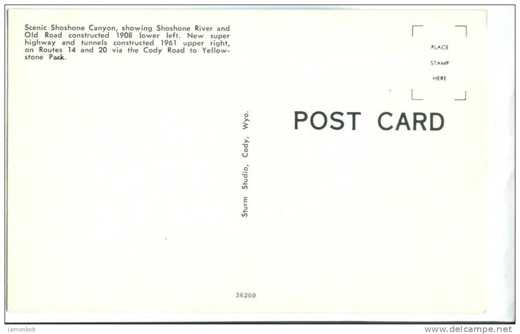 USA, Scenic Shoshone Canyon, Wyoming, Unused Postcard [12976] - Other & Unclassified