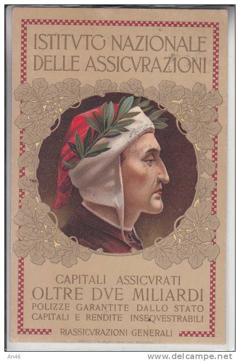 PUBBLICITA´ ADVERTISING REKLAM WERBUNG PUBLICIDAD "ISTITUTO NAZIONALE DELLE ASSICURAZIONI VG1924 ROMA BEN CONSERVATA - Advertising