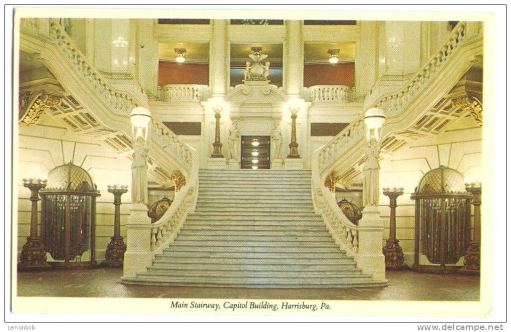 USA, Main Stairway, Capitol Building, Harrisburg, PA, Unused Postcard [12997] - Harrisburg