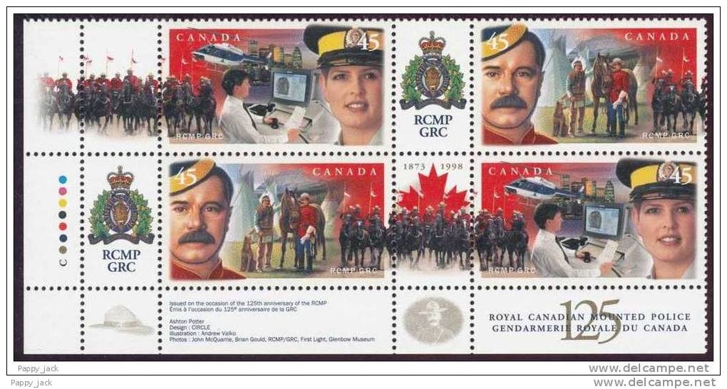 Canada  Police Gendarmerie RCMP  GRC Horses  Lower Left INSCRIPTION  BLOCK1998 - Blocs-feuillets