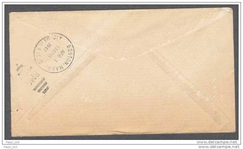 Canada First Official Flight Halifax To Boston C8 Airmail Stamp Plane Backstamped & Circulated - ....-1951