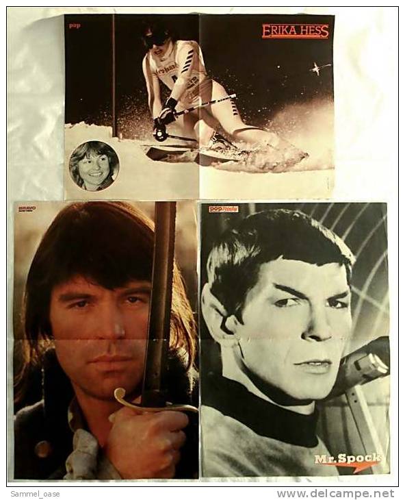 3 Kleine Poster  Musik-Gruppe Spliff - Rückseiten : Mr. Spock - Erika Hess - Oliver Tobias , Von Pop-Rocky / Bravo 1982 - Manifesti & Poster