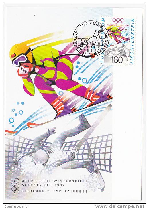 LIECHTENSTEIN - 6 Cartes Maximum - Jeux Olympiques 1992 Albertville - Barcelone - Altri & Non Classificati