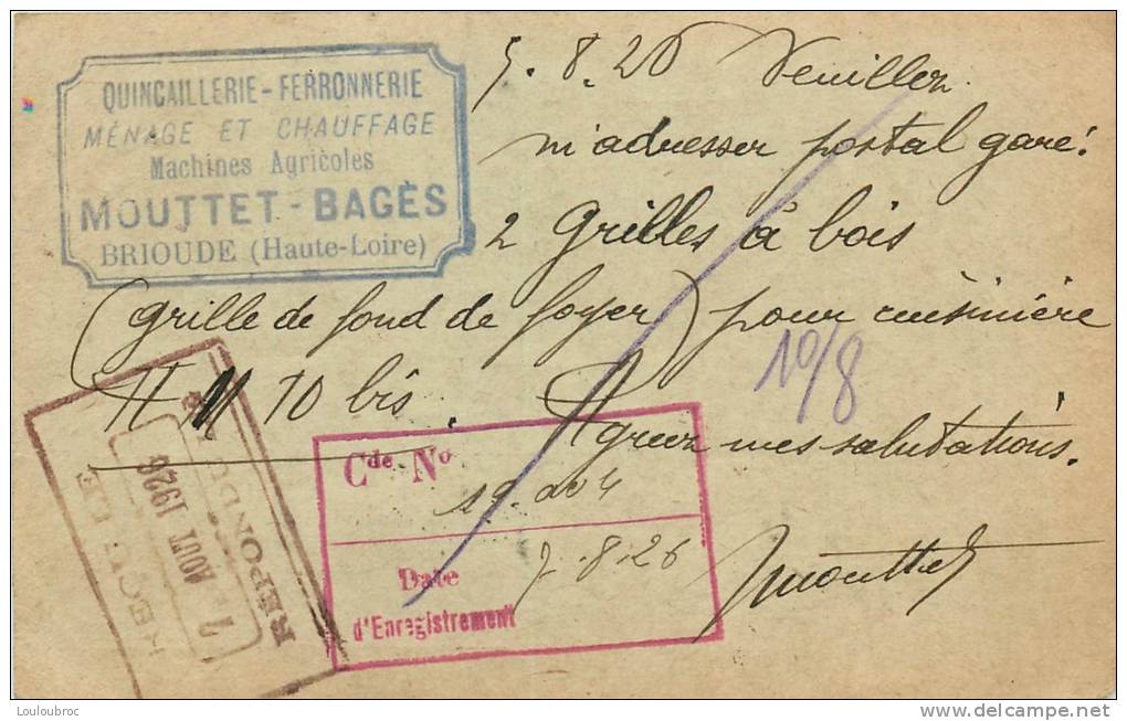 08 CARTE CORRESPONDANCE ENVOYEE AUX FORGES ET FONDERIES DE SAINT NICOLAS PRES REVIN - Revin